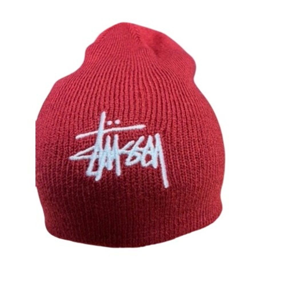 NWT! "Stussy"‎ Basic Skullcap Beanie Wine Red Embroidered Logo Hat 1321085 NEW